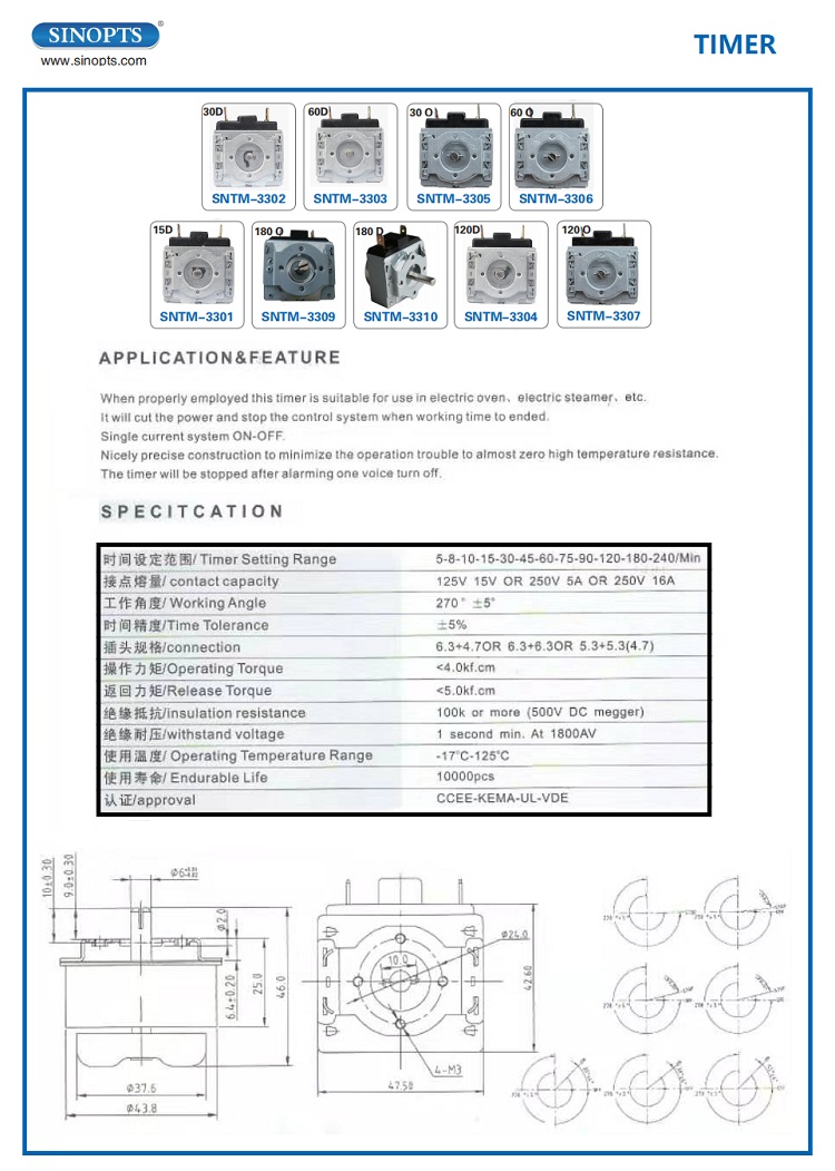 Sinopts спецификация таймера